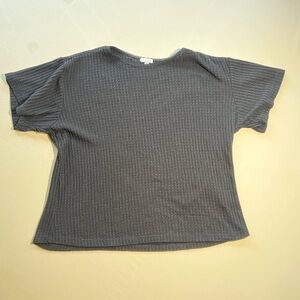 Andine Short Sleeve Waffle Texture Pajama Pajamas Sleep T-Shirt in Black